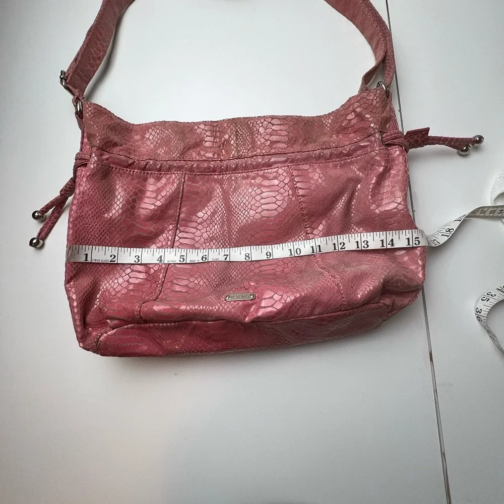 PERLINA Snake Pattern Pink  Leather Shoulder Hobo Tote Cross Body Purse